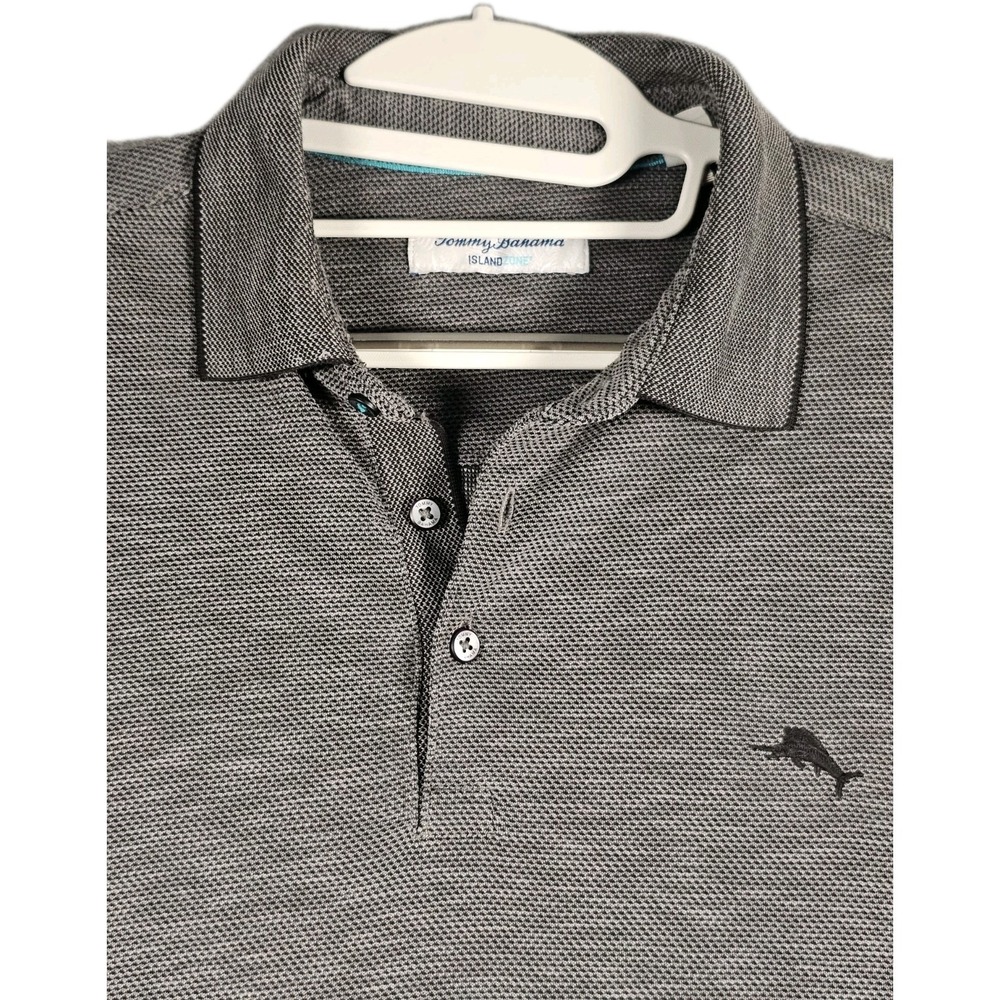 Tommy Bahama‎ IslandZone Performance Polo Mens Large Gray Birdseye Knit